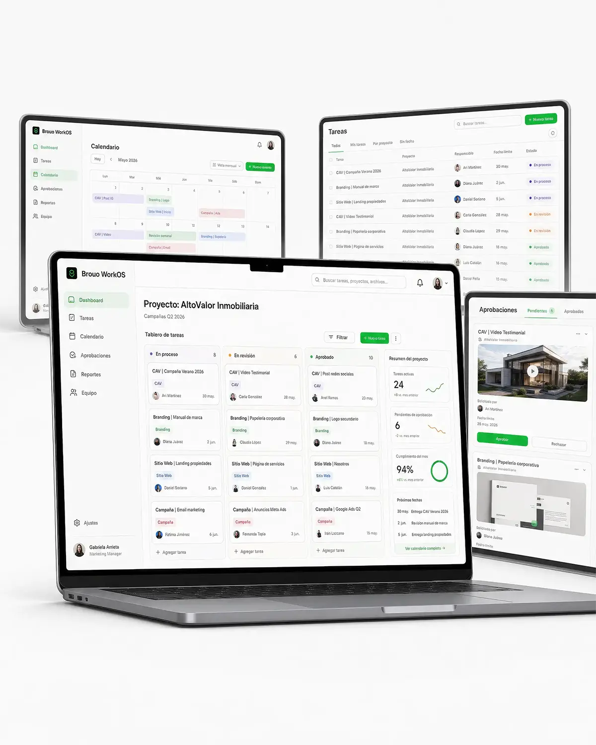 Vista de Brouo WorkOS — plataforma operativa