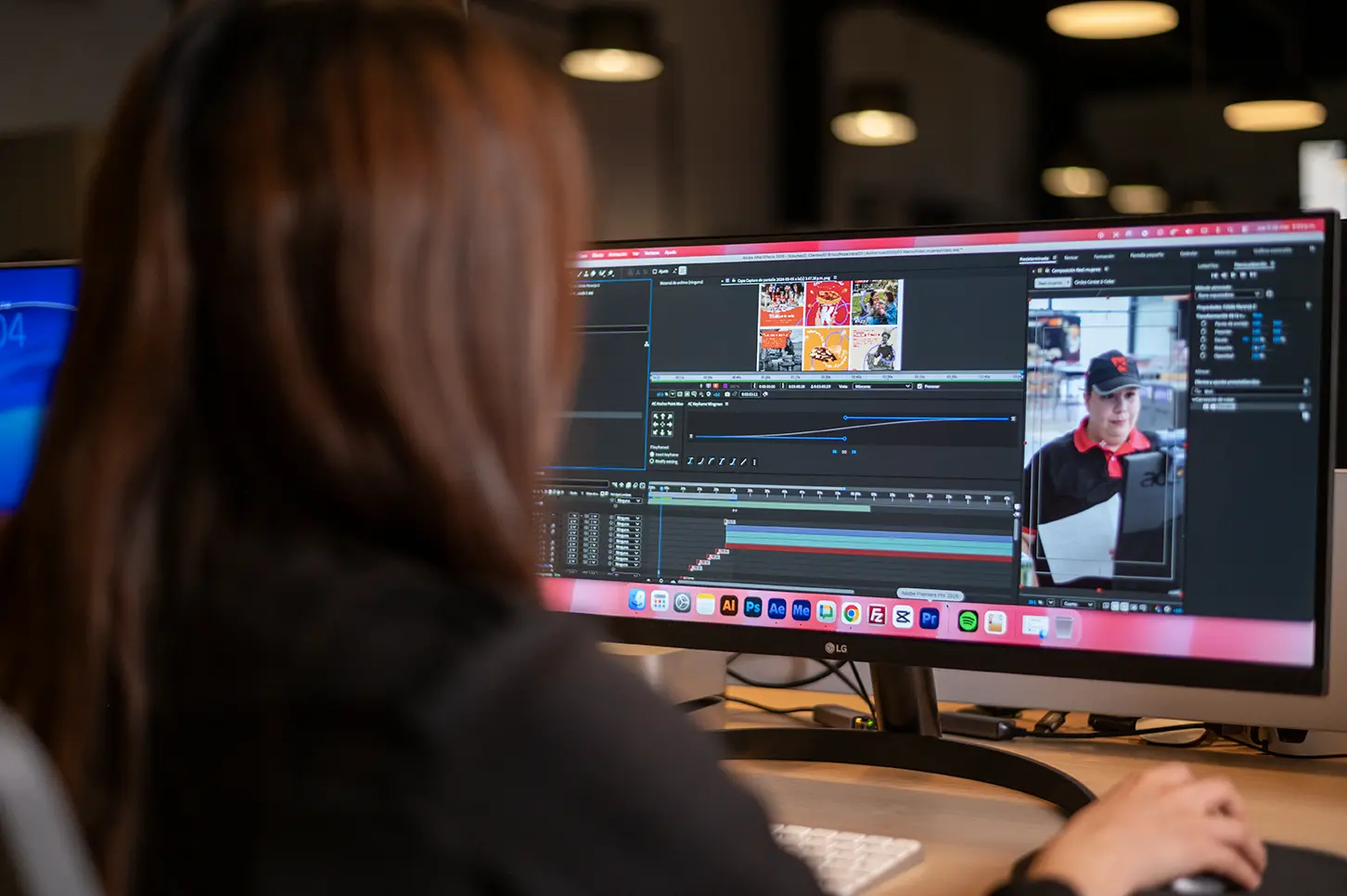 Editora de video del equipo Brouo trabajando en postproducción